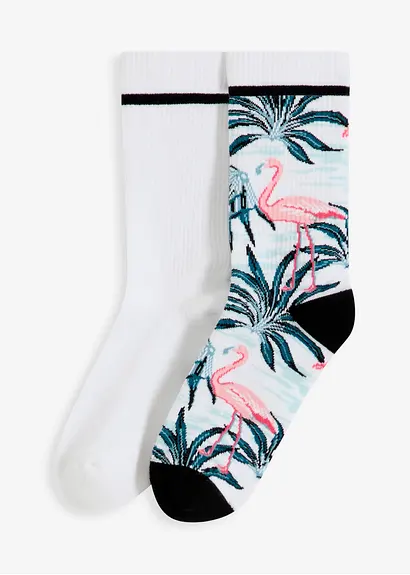 Tennissocken mit Bio-Baumwolle und Frottee in der Sohle (2er Pack) in weiß von vorne - bonprix