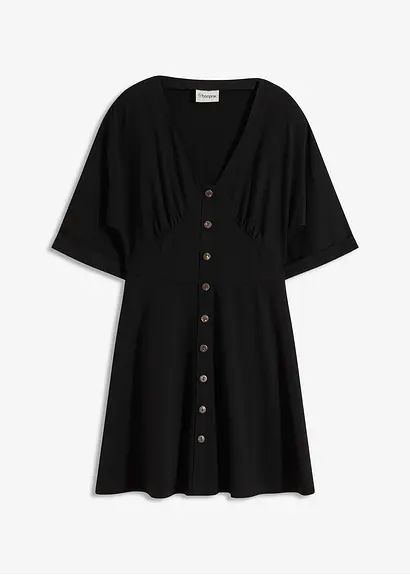 Tailliertes Minikleid in schwarz von vorne - bonprix