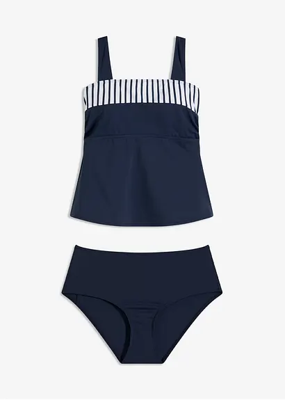 Tankini (2-tlg.Set) mit breiteren Trägern in blau von vorne - bonprix