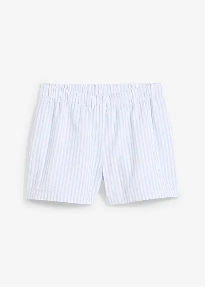 Gestreifte Schlupf-Shorts aus reiner Baumwolle in blau von vorne - bonprix