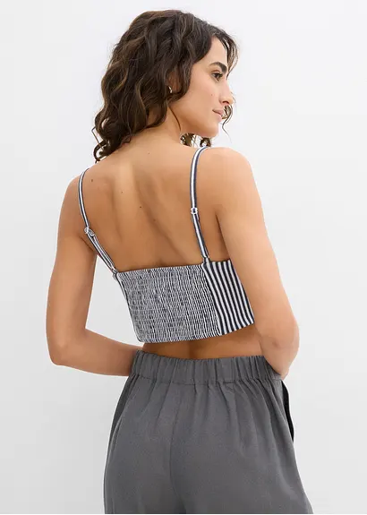 Cropped Top aus reiner Bio-Baumwolle (2er Pack) in weiß von hinten (im Anschnitt) - bonprix