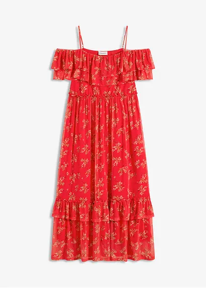 Jersey-Mesh-kleid in rot von vorne - bonprix