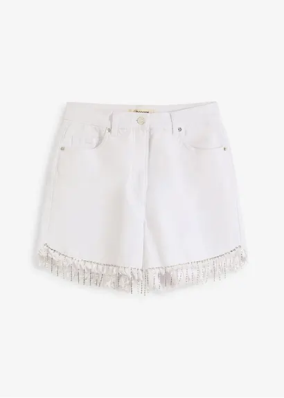 Shorts mit Kettendetail in weiß von vorne - bonprix