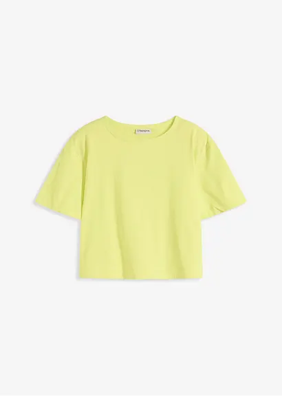 Oversize-Shirt aus reiner Bio-Baumwolle in gelb von vorne - bonprix