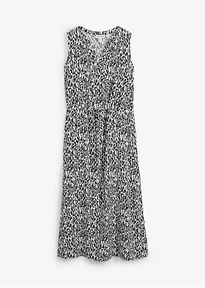 Maxikleid aus fließender Viskose in schwarz von vorne - bonprix