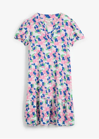 Kleid aus weichem Musselin in weiß von vorne - bonprix