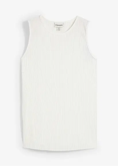 Blusentop aus recyceltem Polyester in weiß von vorne - bonprix
