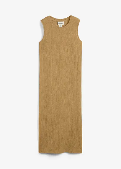 Jerseykleid aus Borkencrepe in braun von vorne - bonprix