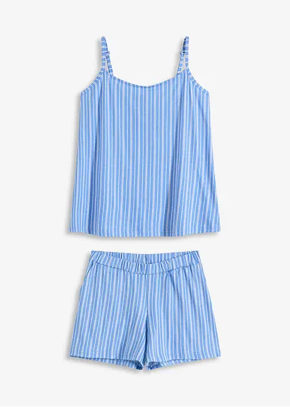 Shorty mit Spaghettiträgern in blau von vorne - bonprix