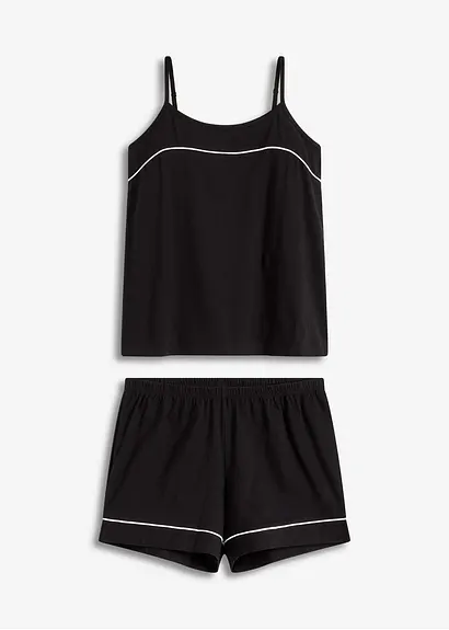 Shorty mit Spaghettiträgern in schwarz von vorne - bonprix