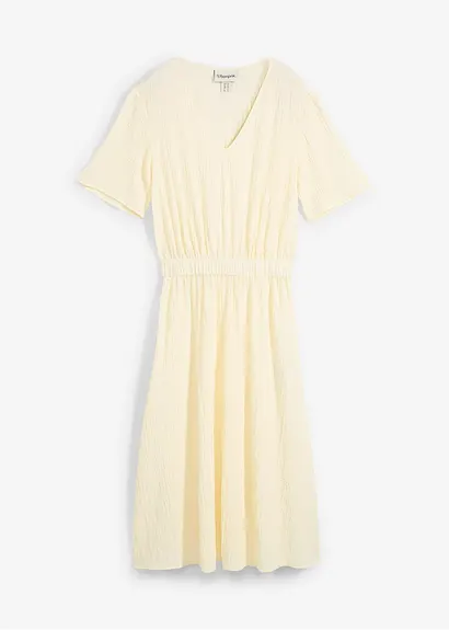 Midikleid aus luftigem Seersucker in weiß von vorne - bonprix