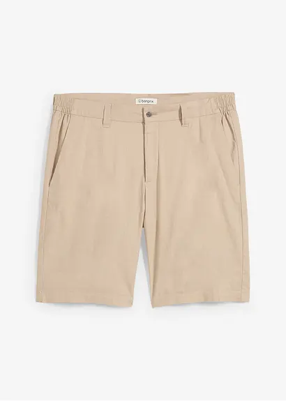 Regular Fit Chino-Bermuda mit Leinen in beige von vorne - bonprix
