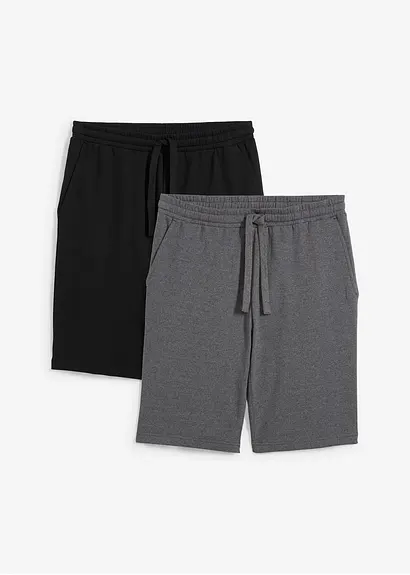 Sweat-Bermuda (2er Pack) in grau von vorne - bonprix