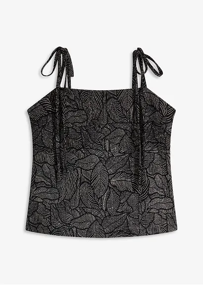 Jerseycrepe-Top in schwarz von vorne - bonprix