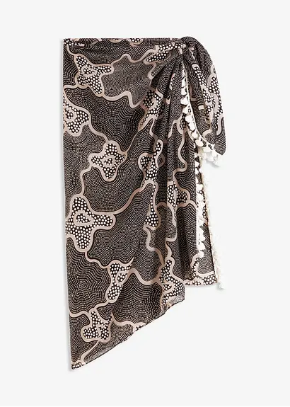 Strand Pareo in schwarz von vorne - bonprix