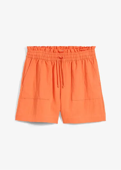 Paperbag-Shorts aus fließendem Lyocell-Mix in orange von vorne - bonprix