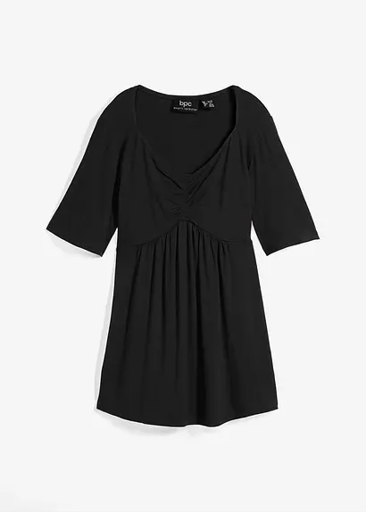 T-Shirt in A-Linie, kurzarm in schwarz von vorne - bonprix