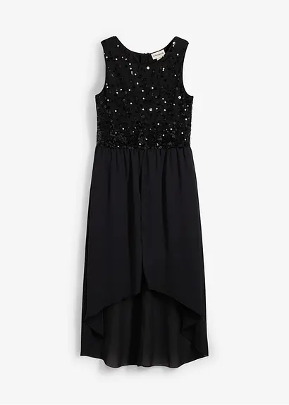Vokuhila-Kleid in schwarz von vorne - bonprix