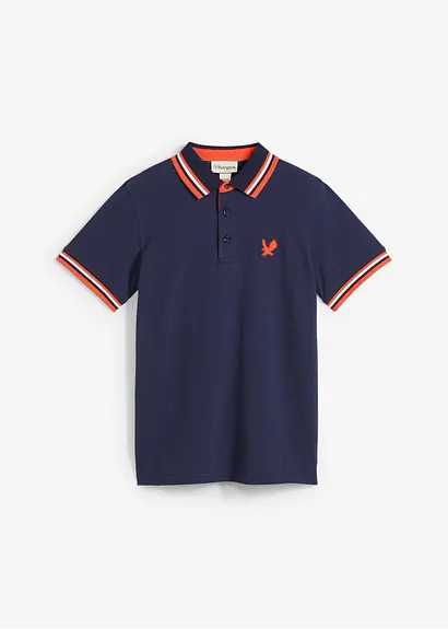 Pique-Poloshirt aus reiner Bio-Baumwolle in blau von vorne - bonprix