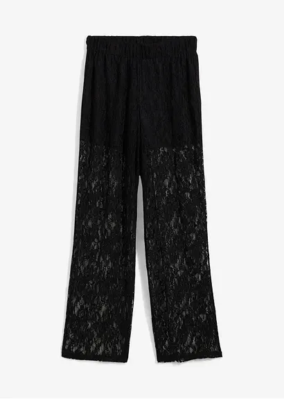 Schlupfhose mit Spitze in schwarz von vorne - bonprix