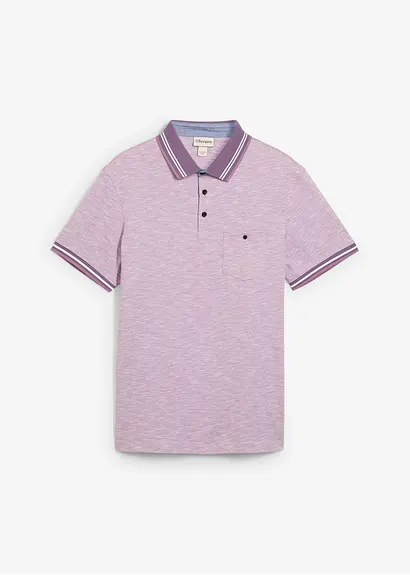Poloshirt aus reiner Baumwolle in lila von vorne - bonprix