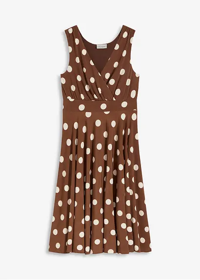 Shirtkleid mit Punkten in braun von vorne - bonprix