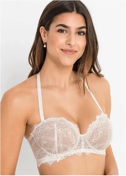 Balconette-BH aus zarter Spitze in weiß von vorne (im Anschnitt) - bonprix