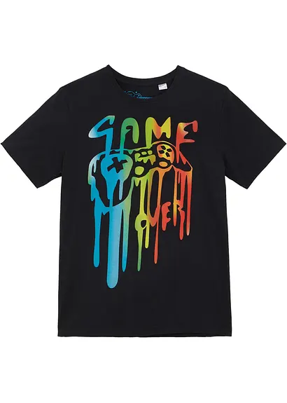 T-Shirt mit Bio-Baumwolle in schwarz von vorne - bonprix