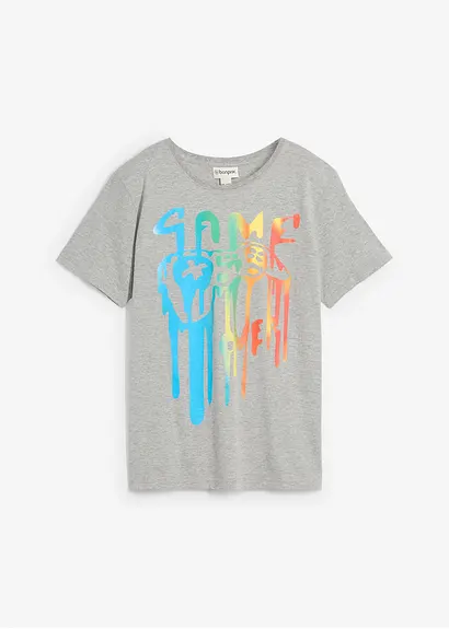 T-Shirt mit Bio-Baumwolle in grau von vorne - bonprix