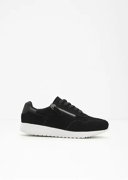 Sneaker aus Leder in schwarz - bonprix