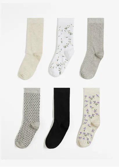 Socken mit Bio-Baumwolle (6er Pack) in weiß von vorne - bonprix