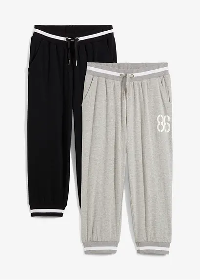 Jogginghose in 3/4 Länge (2er Pack) in grau von vorne - bonprix