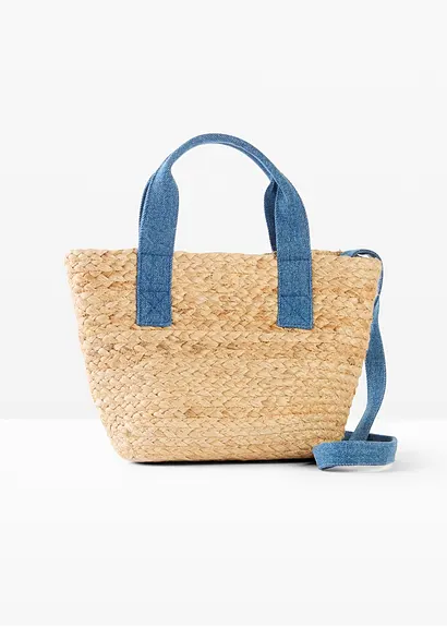 Strohshopper in beige von vorne - bonprix
