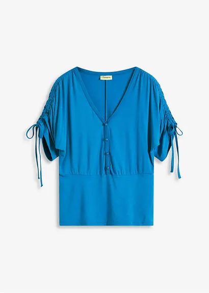 Shirt mit Knopfleiste in blau von vorne - bonprix