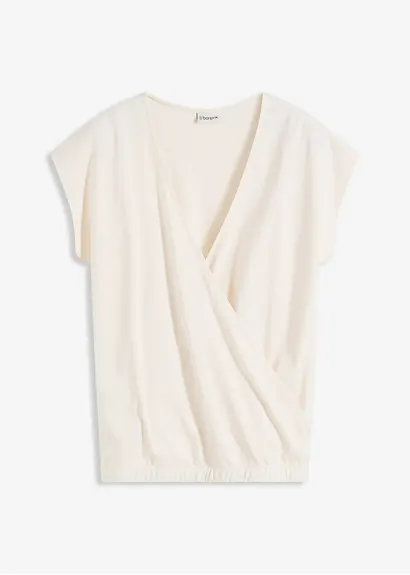 Shirt aus reiner Bio-Baumwolle in beige von vorne - bonprix