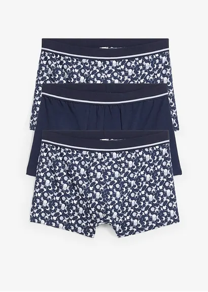 Boxershorts eng (3er Pack) in blau von vorne - bonprix