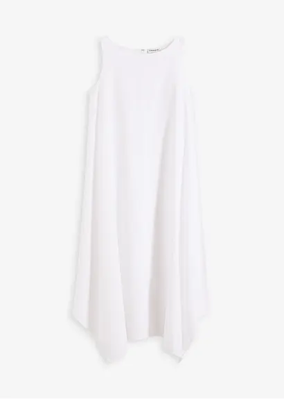 Trägerkleid aus feinem Viskose-Mix in weiß von vorne - bonprix
