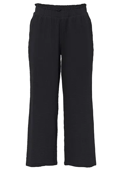 Musselin-Culotte aus Baumwolle in schwarz von vorne - bonprix