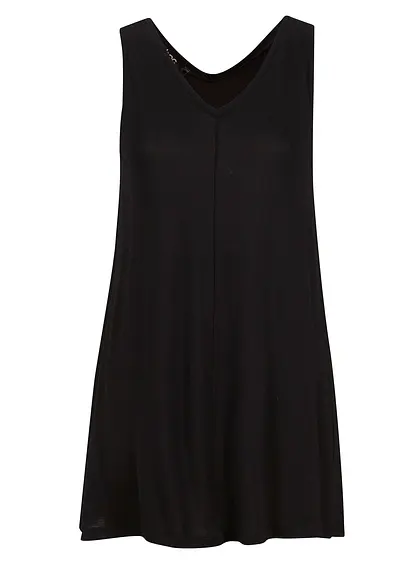 Long-Top aus Viskose-Mix in schwarz von vorne - bonprix