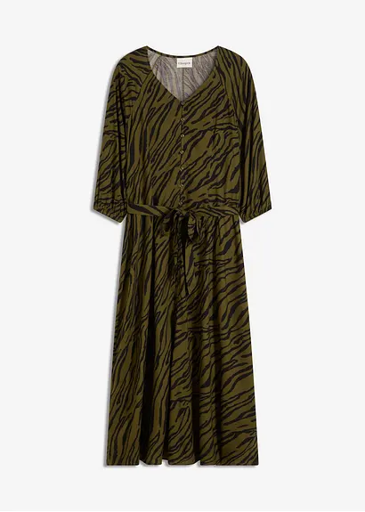 Midikleid aus fließender Viskose in grün von vorne - bonprix