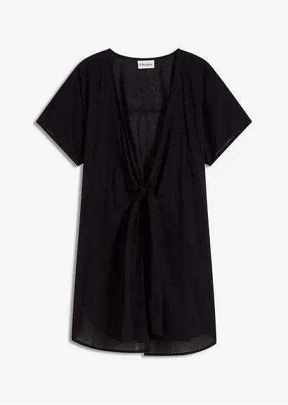 Transparente Strandbluse in schwarz von vorne - bonprix