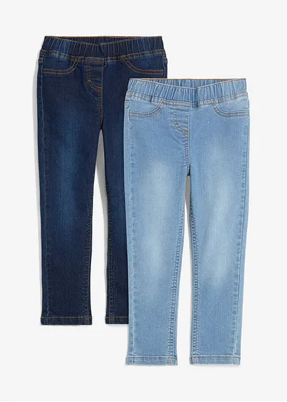 Jeggings Mid Waist (2er Pack) in blau von vorne - bonprix