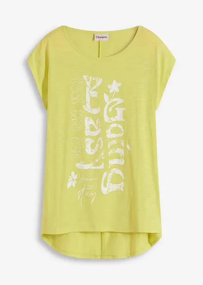 Longshirt aus reiner Bio-Baumwolle in gelb von vorne - bonprix