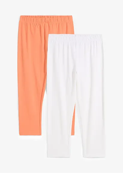 Capri-Leggings aus Bio-Baumwoll-Mix (2er Pack) in orange von vorne - bonprix