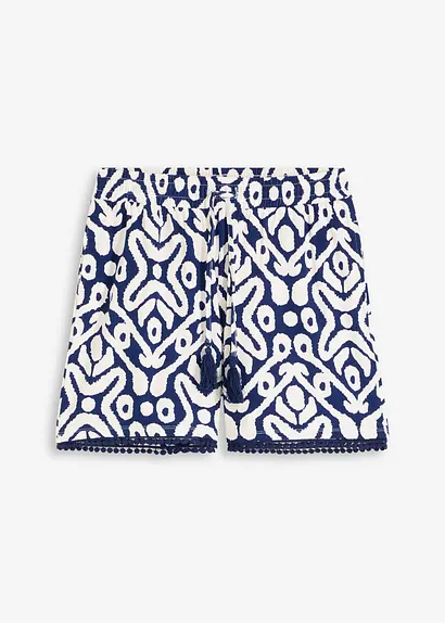 Jersey-Shorts aus softem Viskose-Mix in blau von vorne - bonprix