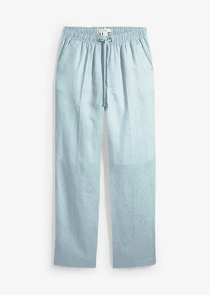 Hose aus reinem Leinen in blau von vorne - bonprix