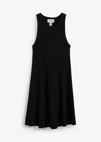 Strickkleid in A-Linie aus Viskose-Mix in schwarz von vorne - bonprix