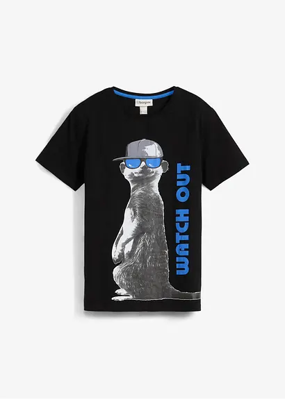 T-Shirt mit Bio-Baumwolle in schwarz von vorne - bonprix