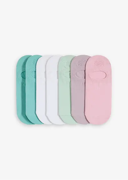 Füßlinge mit Bio-Baumwolle und Silikonstreifen (7er Pack) in weiß von vorne - bonprix