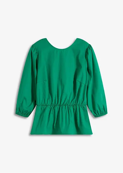 Bluse mit Puffärmeln und Rückenausschnitt in grün von vorne - bonprix